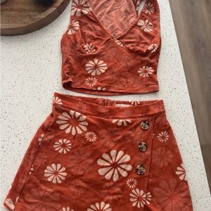 Altar'd State Rust Floral Skirt Set